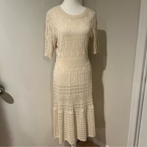 Dreamers Elegant Cream Knit Dress